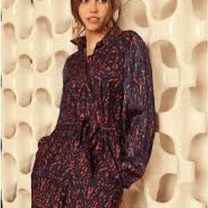 Chic Navy and Red Patterned Mini Dress